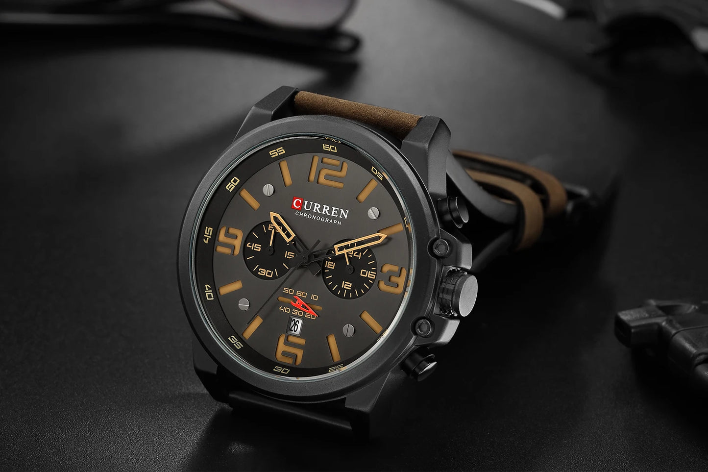 Orvexiz | Curren reloj cuarzo correa de cuero