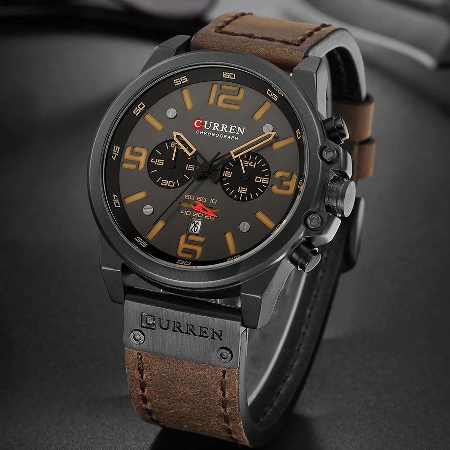 Orvexiz | Curren reloj cuarzo correa de cuero