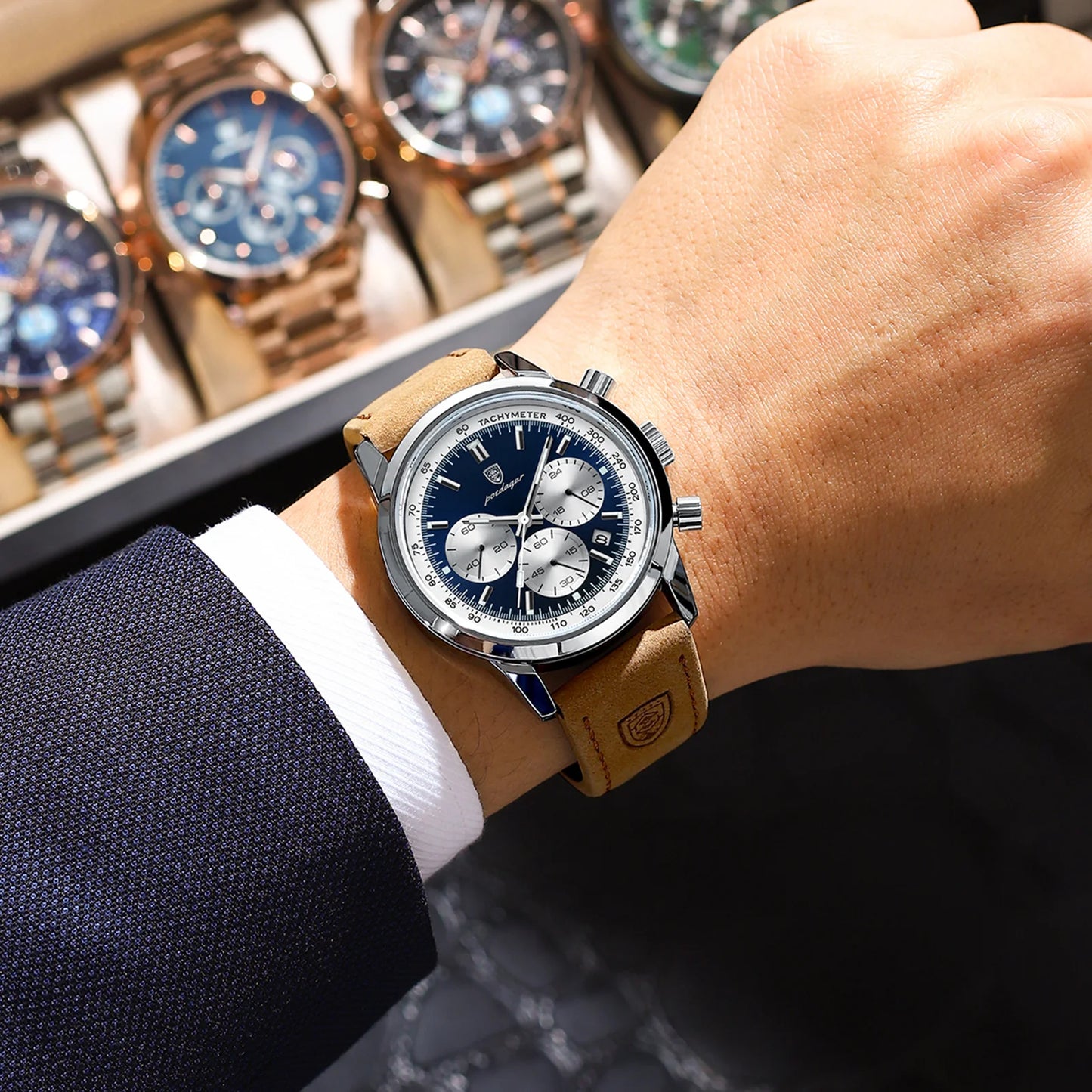 Orvexiz | Poedagar Reloj Quartz Militar de Cuero
